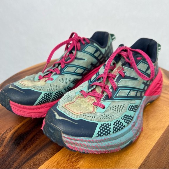 Hoka One One Speedgoat Pink Blue Women's Lace Up Athletic Shoes Size 9.5 - Picture 2 of 12